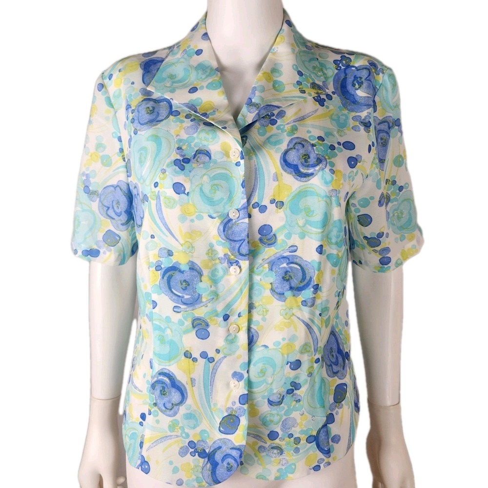 Vtg Pendleton Watercolor Floral Classic/Heritage/Preppy Button Up Blouse 14